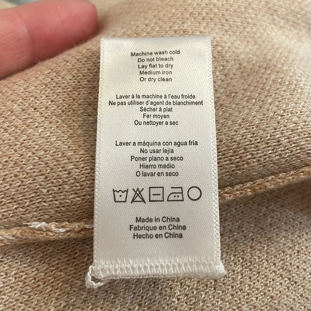 Lunya Cozy Cotton Silk Pullover Sweater Nutmeg Windowpane Tan NWT Medium NEW - Picture 8 of 10